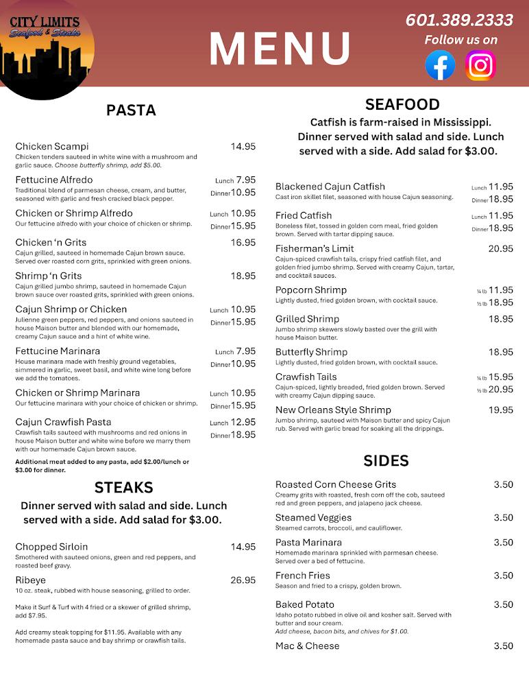 City Limits Seafood & Steaks Menu image 2